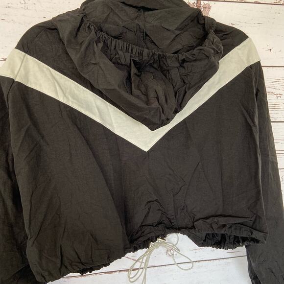 Love & Harmony S Black Half Zip Hooded Cropped Wind Breaker Jacket - Picture 6 of 7